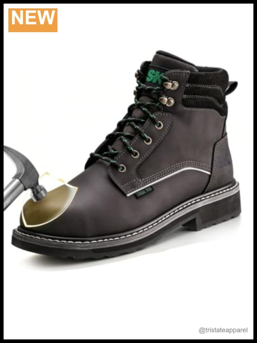 Steel Toe Leather Work Boots Men ASTM Certified Slip Resistant Comfortable